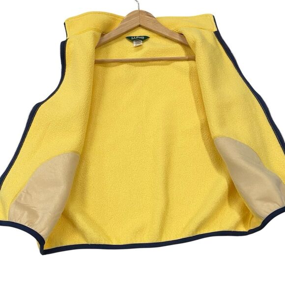 Vintage 90s L.L.Bean Bright Yellow Fleece Full Zip Vest Pockets Women’s Medium - Picture 8 of 12